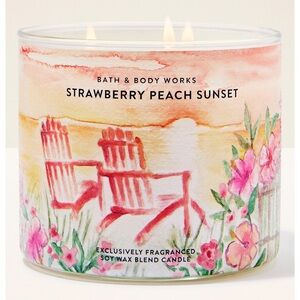 🍓”STRAWBERRY PEACH SUNSET”, B&BW/WB, 3-Wick Scented Candle, 14.5 oz / 411 g, NWT